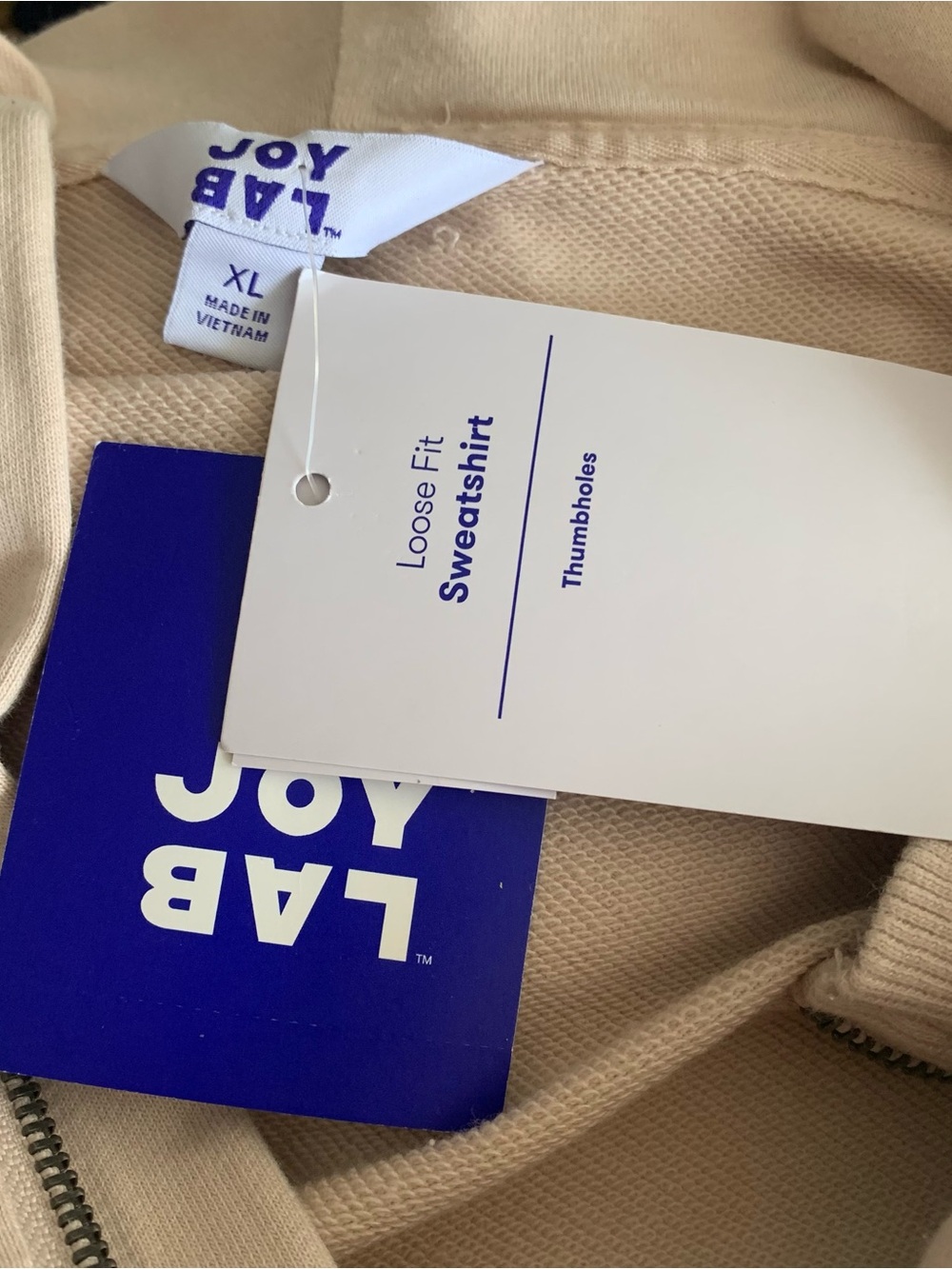JoyLab NWT XL Cream Half-Zip Hoodie Sweatshirt - Picture 6 of 8